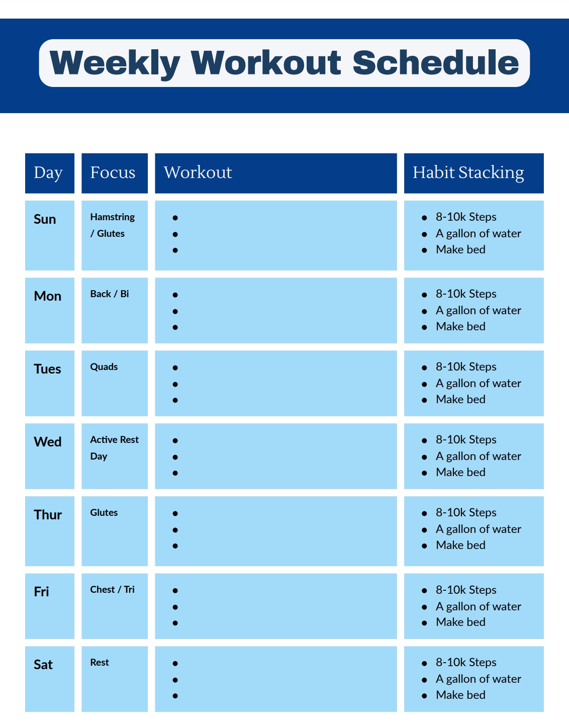 One-Week Personalized Workout Program